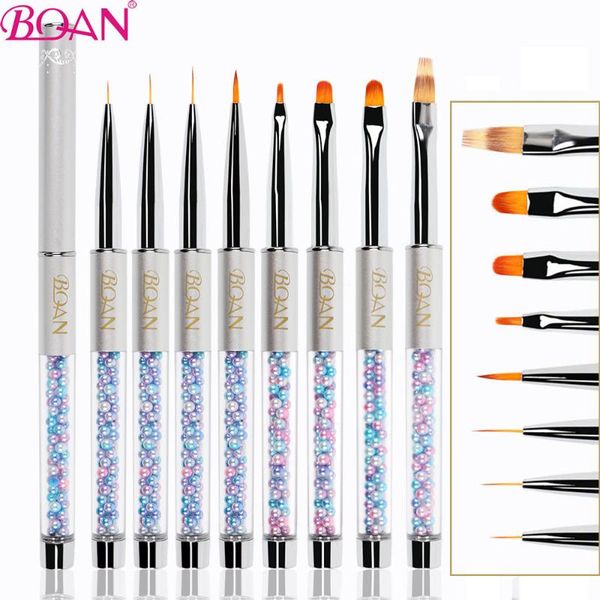

nail brushes bqan silver rod color beads brush uv gel liner painting pen acrylic drawing gradient rhinestone handle tools, Yellow