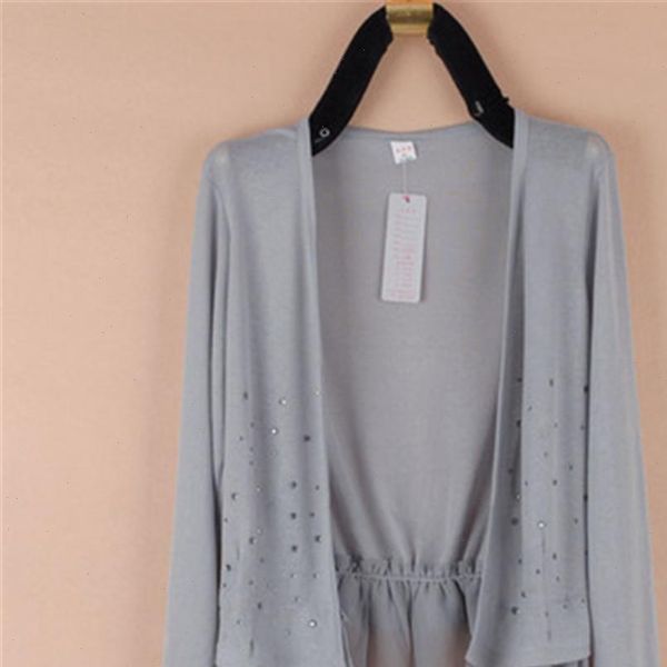 

2021 summer large size 4xl 5xl womens long sleeved ultra thin air conditioning short coat star womens knit cardigan pz2463, White;black