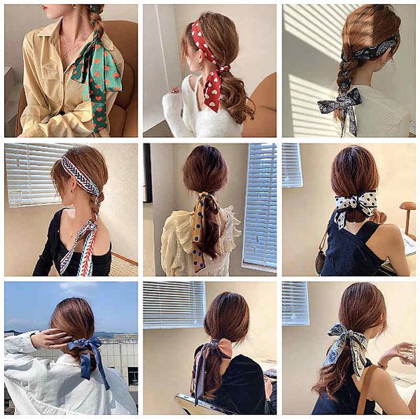 Vendita all'ingrosso legami a fascia lunghi per le donne cuore dot stampato moda capelli bande di corda capelli stile strumenti di design stile