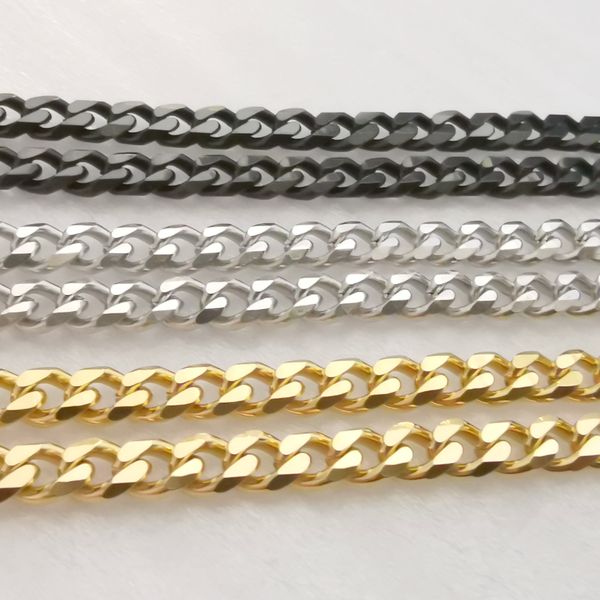 

lot 5meter in bulk 5mm black/silver/ gold stainless steel curb link chain findings jewelry marking diy necklace bracelet