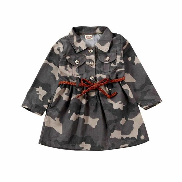 

coat infant baby boy girl streetwear long sleeve camouflage trench + belt summer clothes 2pcs 6m-3y, Blue;gray