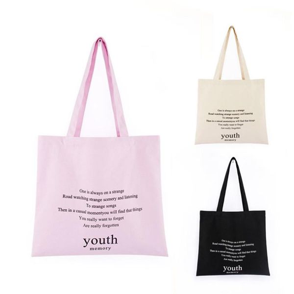 

shopping bags 40*35cm letter style canvas bag large capacity foldable reusable women hand