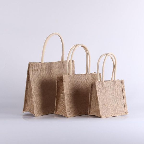 

gift wrap wholesales 100pcs jute bags, reusable and eco-friendly tote bag for shopping/groceries, with your own personalized logo