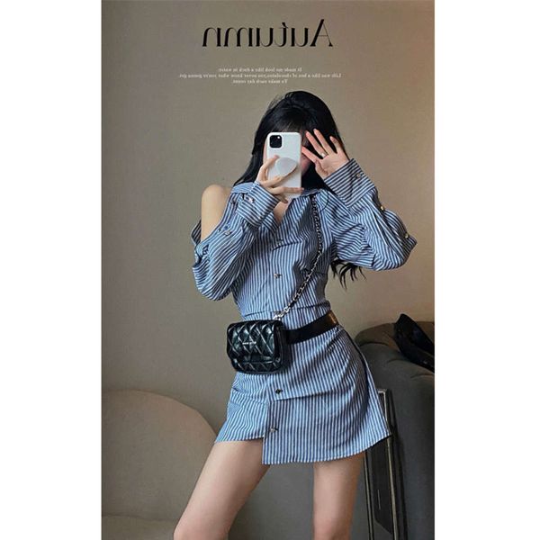 

striped shirt autumn gao class feeling shirt long sleeve short women, White;black