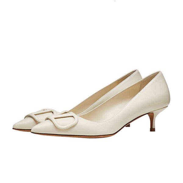 

women's formal shoes v family autumn and winter new warren pointed metal buckle shallow mouth baotou thin heel flat bottom versatile wo, Black