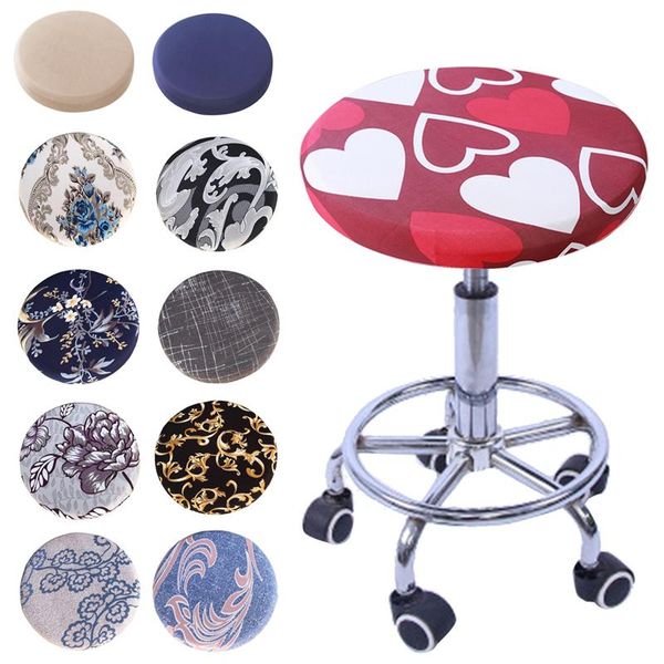 

chair covers round cover bar stool elastic seat home slipcover floral printed