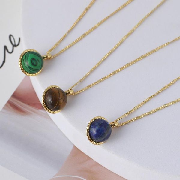 

pendant necklaces europe and the united states tide jewelry wholesale simple planet double-sided set stone gold ball necklace, Silver