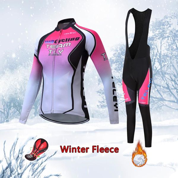 

racing sets winter thermal fleece women cycling jersey set 2021 road bike mtb dress blouses female bicycle clothes uniform kit, Black;blue