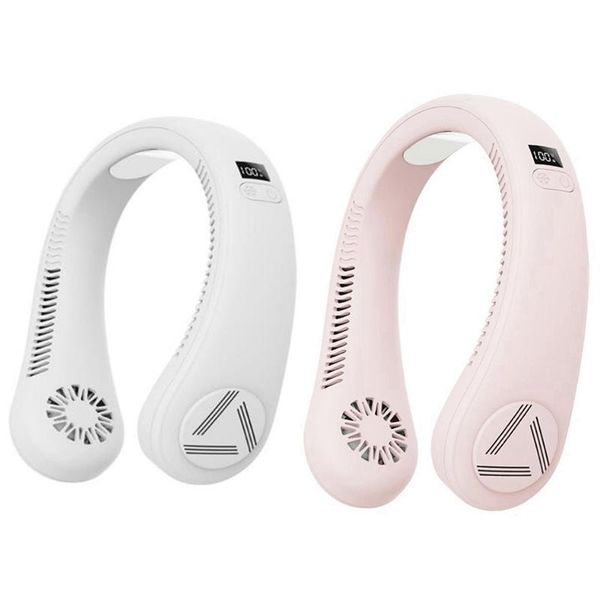 

electric fans 2 pcs portable fan,refrigeration ice sense hanging neck fan,mini cooler small fan fan,pink & white