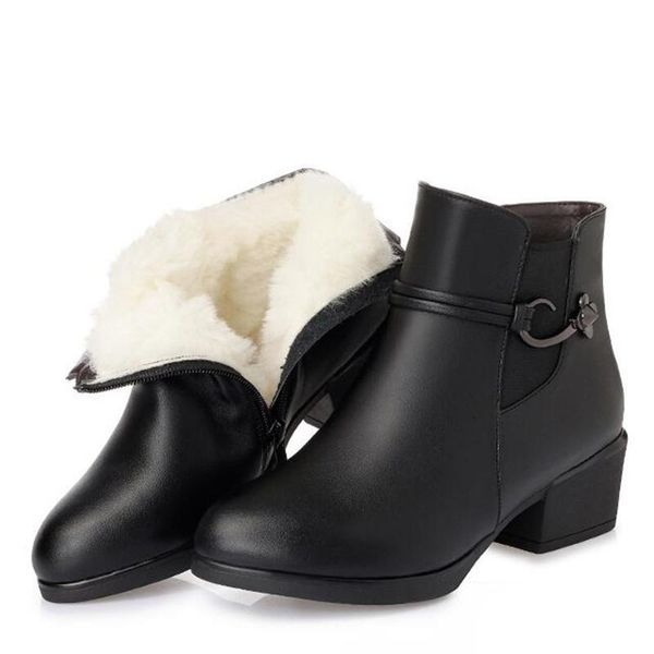 

boots single women fashion shoes 2021 comfort warm plush / wool winter snow thick heel plus size, Black