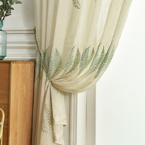 

curtain & drapes nordic curtains for living dining room bedroom fresh linen fabric green embroidery finished product customization