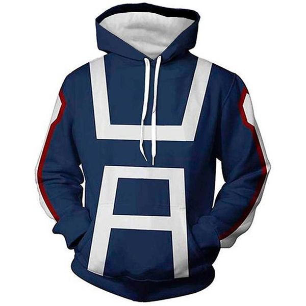 

men's hoodies & sweatshirts 2021 3d my hero academia men fashion casual anime cartoon hoodie cosplay costume sweatshirt streetwear jack, Black