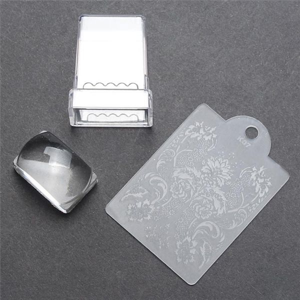 

nail art kits rakado 2pcs/lot large clear transparent silicone jelly stamper scraper easy to clean tool rectangle polish