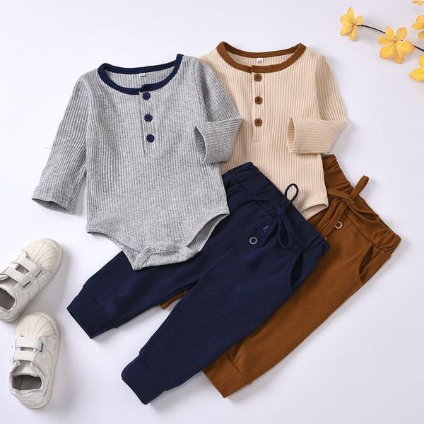 

clothing sets born infant baby boys girls clothes solid knitted romper +pants outfits 6 9 12 18 months meisjes kleding, White