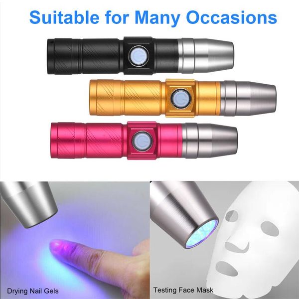 

nail dryers mini flash light for led uv gel curing lamp handheld dryer usb rechargeable flashlights detector facial mask