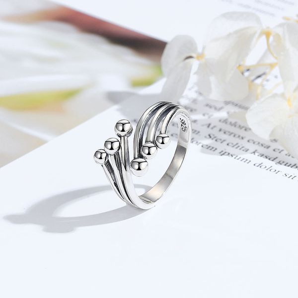 

delicate ring korean s925 pure silver ins net red women's niche design water drop type simple open