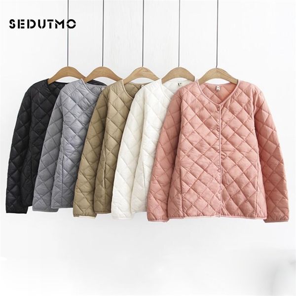 

sedutmo winter plus size 4xl jackets women ultra light short coat casual black puffer jacket autumn parkas ed534 201211