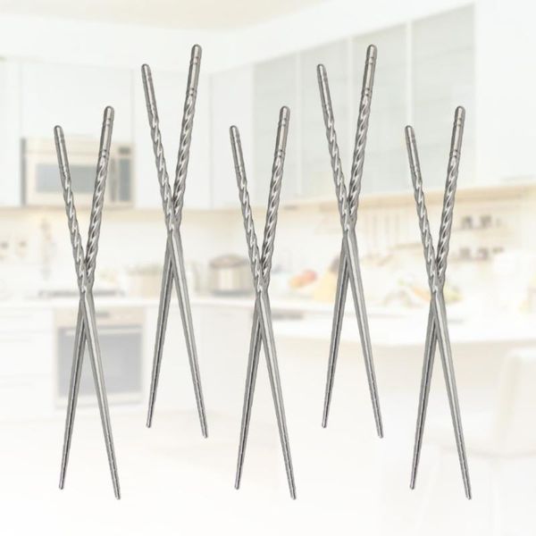

chopsticks 10 pairs of reusable set stainless steel spiral 23cm for kitchen dinner