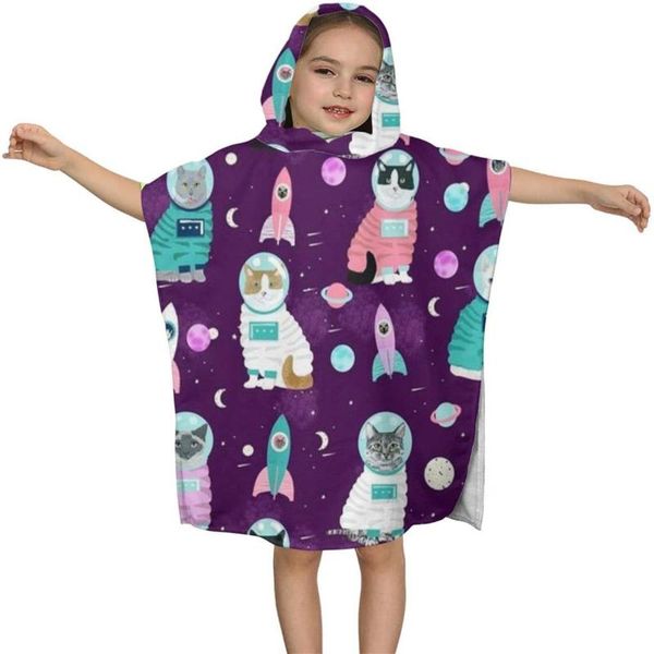 

towel space cat kids hooded bath for children