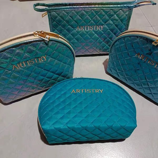 

cosmetic bag diamond shell hand holding storage mysterious ice blue mouth red