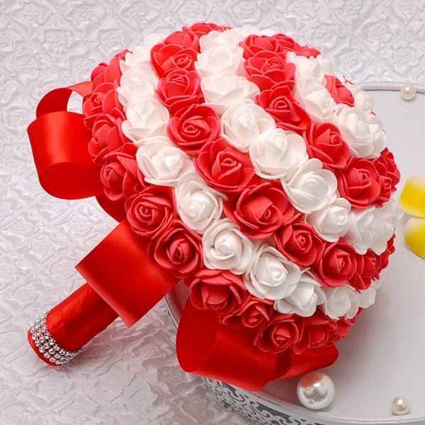 

new custom 7-color candy color bride holding flowers bouquet pe rose korean romantic holding hands