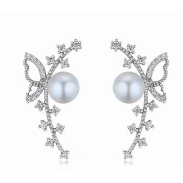 

noble low price more color diamond crystal pearl 925 silver lady's earigns 8.66trt