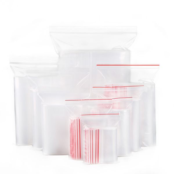 2021 (100 peças/lote) Plástico Plástico Polfo de vedação de vedação embalagem de bolsa de zíper transparente grossa pe Ziplock