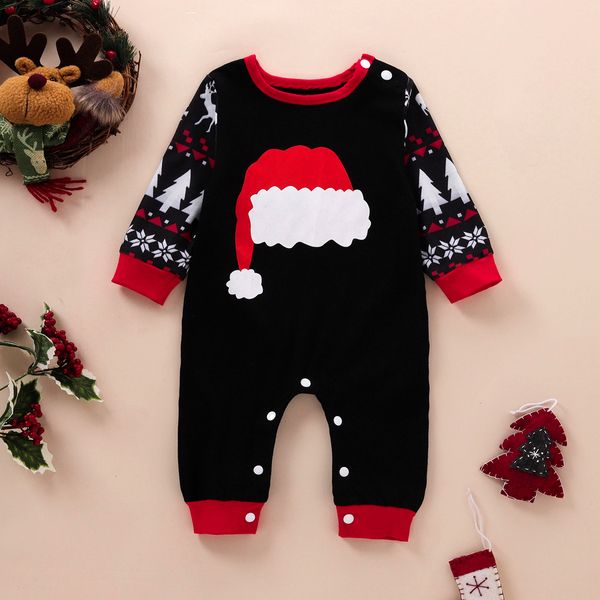 Baby Mädchen Junge Weihnachtskleidung Strampler Langarm O-Ausschnitt Hirschdruck Strampler 100 % Baumwolle Frühling Herbst warm 0–12 Monate