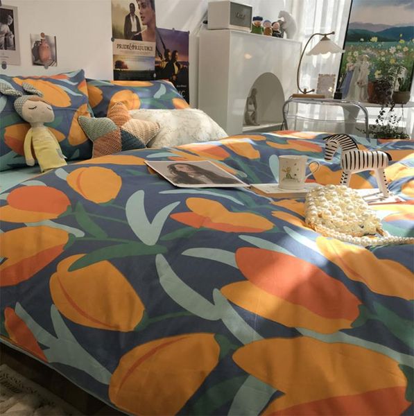 

bedding sets romantic vintage tulips set,european pastoral cotton twin full  king home textile bed sheet pillowcase duvet cover