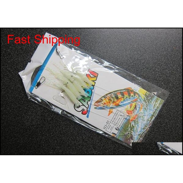 

5pcs/pack sabiki shrimp rigs glitter soft fishing lure glow in the dark fish fishing bait bai iig hairclippers2011