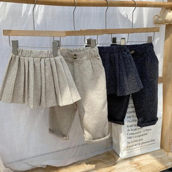 

trousers 2021 girls boys woolen long pants winter cotton fashion kids 2-7t xy964, Blue