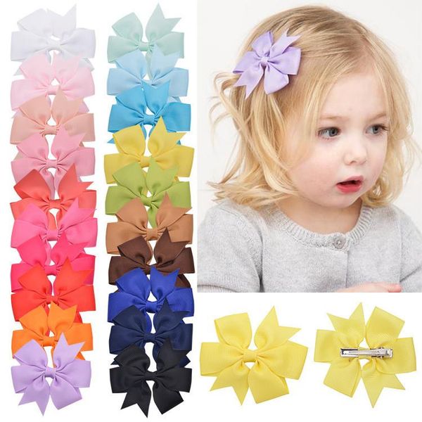 Baby Bow Hairpins Barbrete Girls Grosgrain ленты лук зажима для девочек, передача классических детей аксессуары для волос 20 стилей