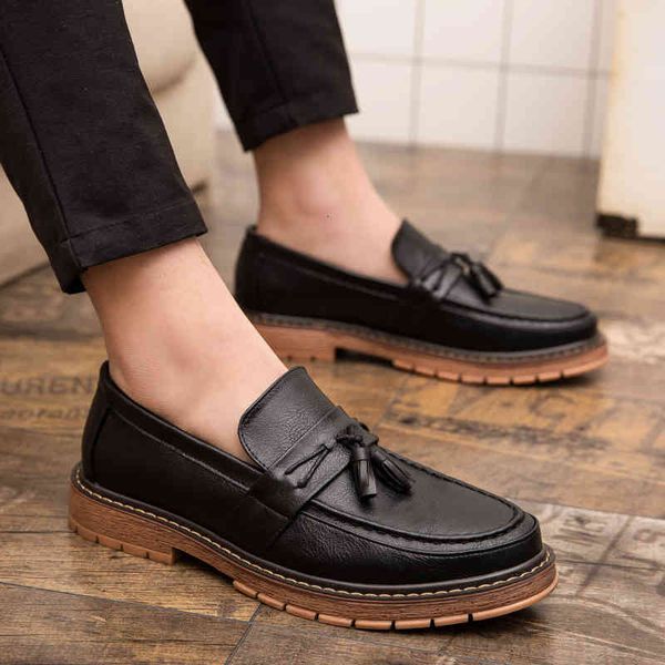 

dress shoes men casual fashion tassel breathable loafers moccasins slip on 's flats male stylish footwear 3znk, Black
