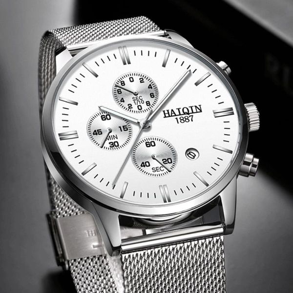 

wristwatches haiqin men's watches quartz watch men sports/waterproof /military/chronograph/watch relogio masculino, Slivery;brown