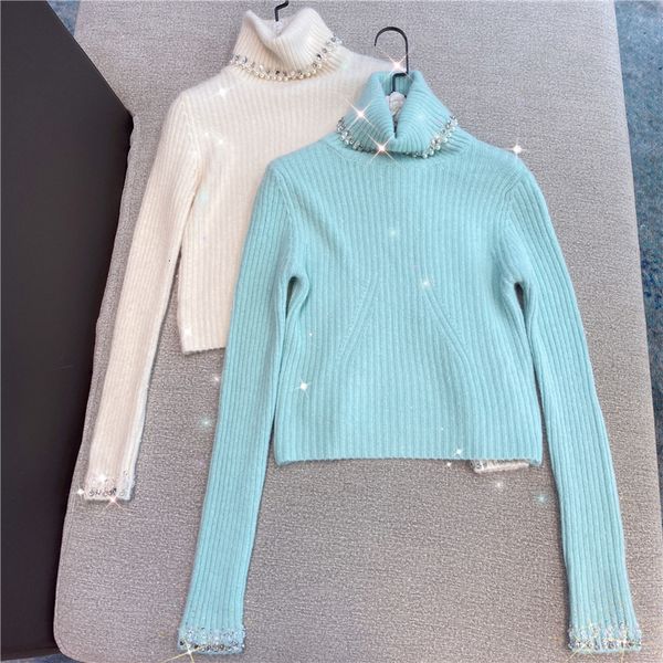 

2021 spring newcomers long strass beadings high mesh pullovers women's sweater y41i, White;black