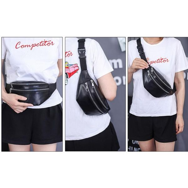 

waist bags f42a fanny packs pack bag with zipper pockets adjustable belt pu leather for men women fashion travel pouch