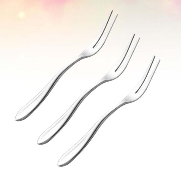 

forks 3pcs stainless steel household fruit tableware flatware kitchen gadget for home restaurant el (silver)