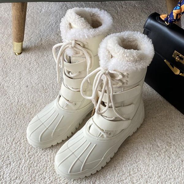 

boots fur woman winter warm zapatos de mujer thick bottom solid shoes women lace up fashion ladies 2021, Black