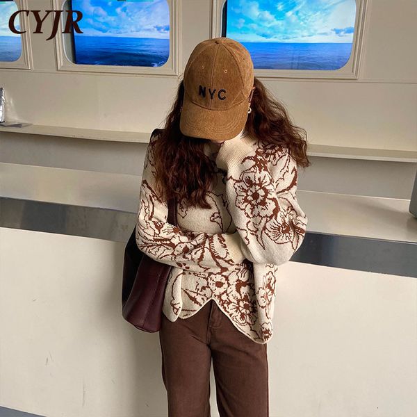 

irregular female fashions retro-neck floral mesh impression sweater 2021 soft korean pullovers g61j, White;black