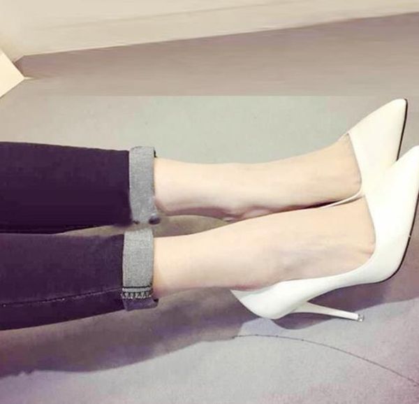 

dress shoes spring's patent leather, pointed and shallow versatile high heel, Black