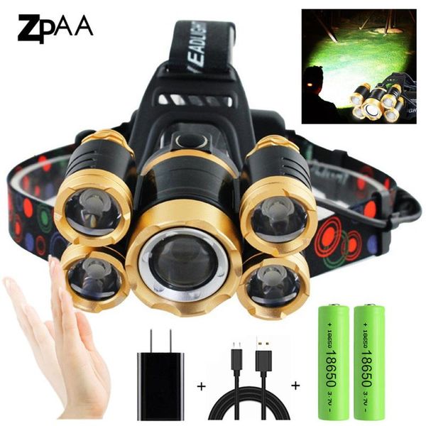 

sensor led headlamp t6 high power lantern head lamp waterproof zoom led headlight head rechargeable fishing light