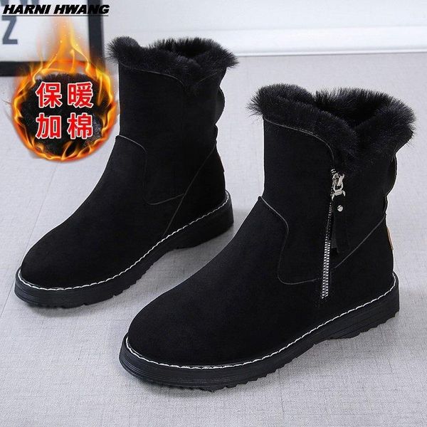 

boots ladies 2021 fashion waterproof snow winter shoes women casual light ankle warmth and velvet, Black