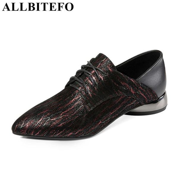

dress shoes allbitefo euro size 33-41 2021 arrival fashion patterns genuine leather women low heels woman spring high heel, Black