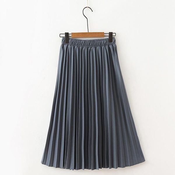 

skirts 2021 spring summer women high waist skirt solid color pleated causal midi, Black