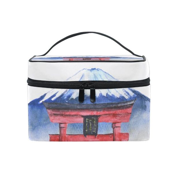 

fengju cosmetic bag portable travel organizer hanging toiletry case storage tote for girls woman fuji mountain