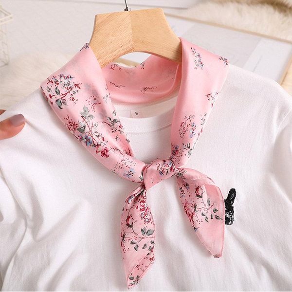 

scarves koi leaping women fashion soft small silk scarf flower pattern summer sunscreen silky gift, Blue;gray