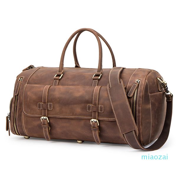 

travel men handbags crazy horse leather duffle luggage bag large capacity vintage suitcase tote bag male shouder bags