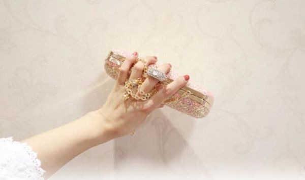 

2022 new fashion pink sequined scrub clutch women's evening bags clutches gold wedding purse female handbag 05
