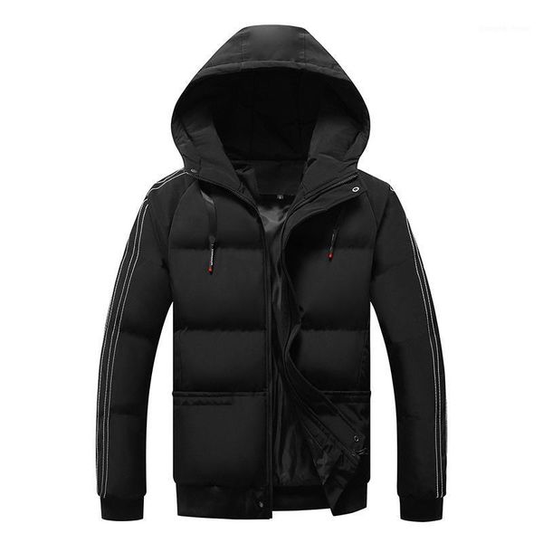 

men's down & parkas mens cotton padded jacket men 2021 winter hooded warm solid soft shell casual windbreaker slim fit for, Black
