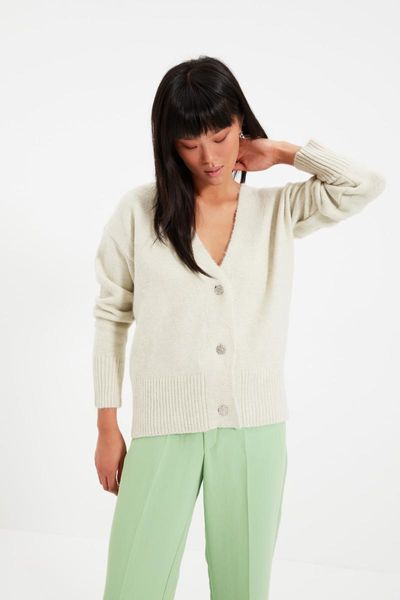 

women's knits & tees trendyol button detail knitwear cardigan twoaw22hi0005, White